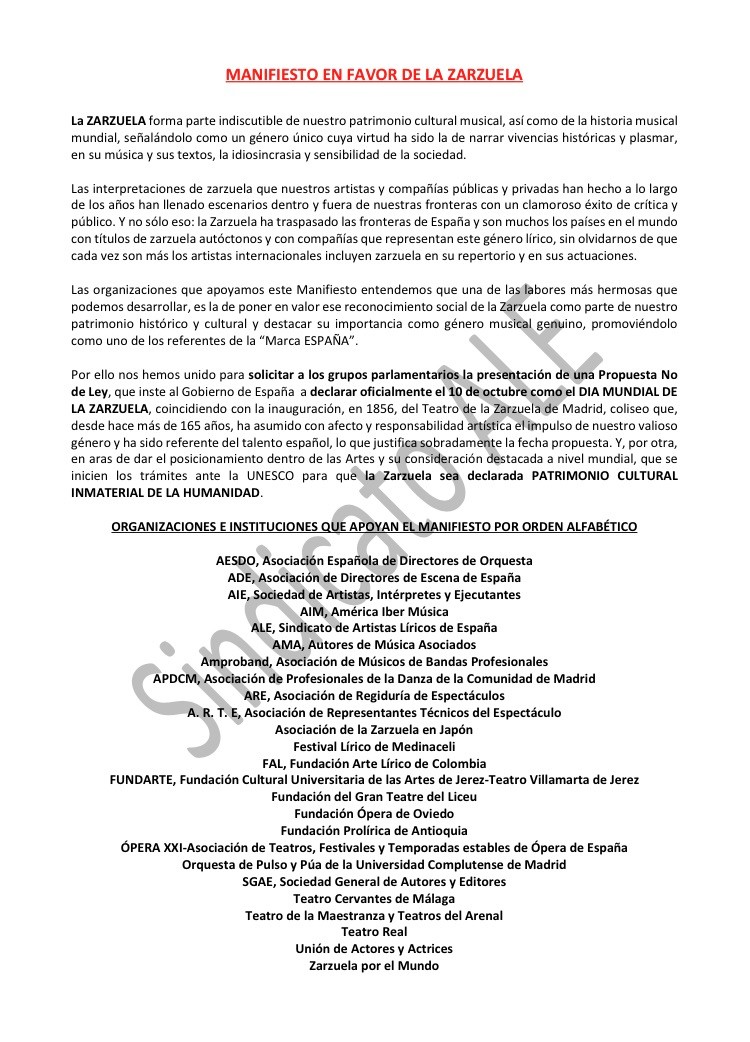 Manifiesto en favor de La Zarzuela 2